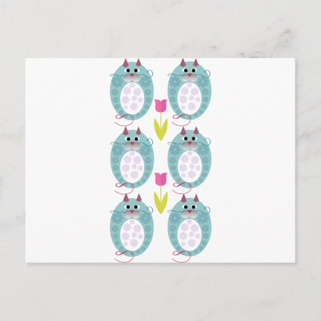 Niedliches Katzenpuppenteam namens Babushkat Postkarte (Vorderseite)