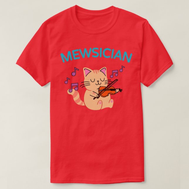 Niedliches Katzenspiel Violine T-Shirt (Design vorne)