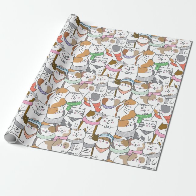 Niedliches Katzenverpackungspapier Geschenkpapier (Ungerollt)