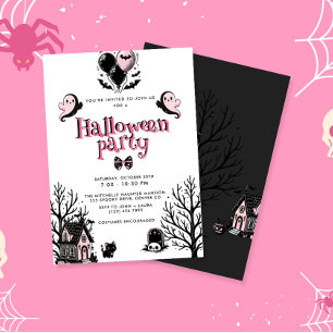 Niedliches Kawai Pink-Halloween-Party Einladung