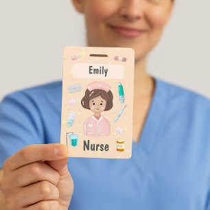 Niedliches Kawaii Abzeichen für Krankenschwester P Ausweis
