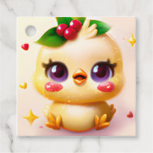 Niedliches Kawaii-Baby-Hühnchen mit Holly
