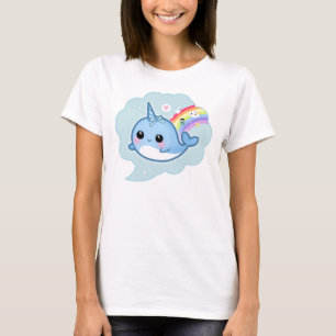 Niedliches kawaii Baby narwhal mit Regenbogen T-Shirt