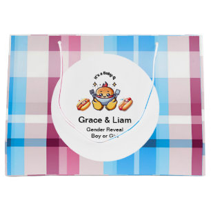 Niedliches Kawaii Baby-Q Gender Reveal Party Große Geschenktüte