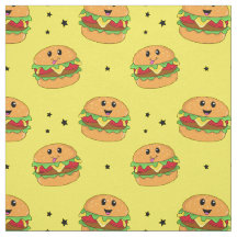 Niedliches Kawaii-Cheeseburger-Muster auf Gelb
