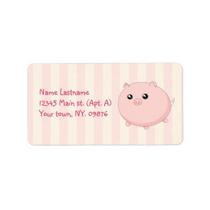 Niedliches Kawaii chubby rosa Schwein Adressaufkleber