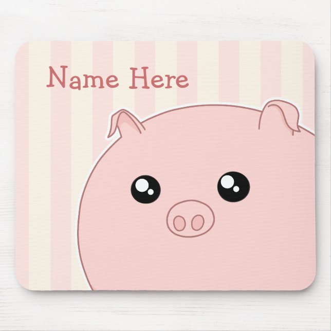 Niedliches Kawaii chubby rosa Schwein Mousepad (Vorne)