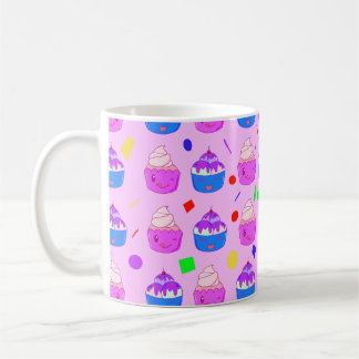 Niedliches Kawaii Cupcakes nahtloses Muster Kaffeetasse