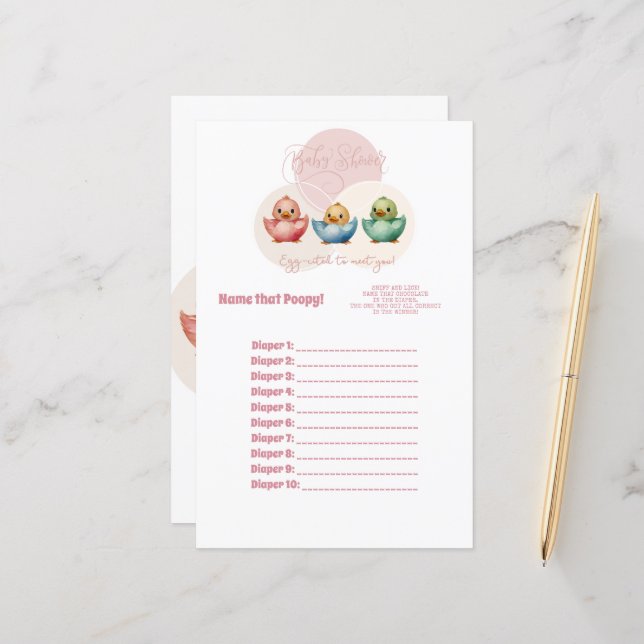 Niedliches Kawaii Ei Birds Pastellfarbene Poopy Ga (Vorderseite/Rückseite Beispiel)