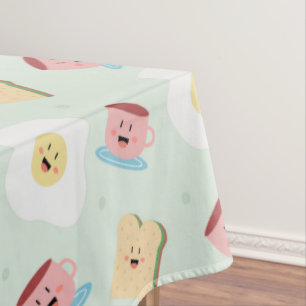 Niedliches Kawaii Frühstücksegi und Sandwich Muste Tischdecke