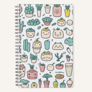 Niedliches Kawaii Gemüsesymbole Notizbuch