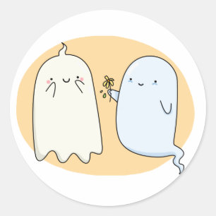 Niedliches Kawaii-Ghost-Paar Runder Aufkleber