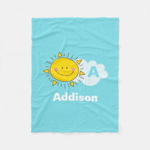Niedliches Kawaii Happy Sunshine Monogramm Name hi Fleecedecke
