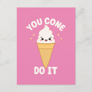 Niedliches Kawaii Ice Creme Cone Motivierend Zitat Postkarte