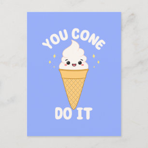 Niedliches Kawaii Ice Creme Cone Motivierend Zitat Postkarte
