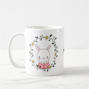 Niedliches Kawaii-Kaninchen mit Blume Individuelle Kaffeetasse