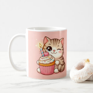 Niedliches Kawaii Kätzchen mit Cupcake Kaffeetasse
