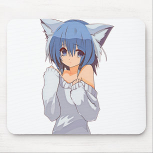 Niedliches Kawaii-Katzen-Mädchen Waifu Mousepad