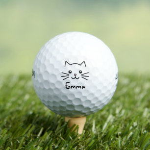 Niedliches Kawaii Katzengesicht mit rosa Herznose Golfball