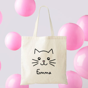 Niedliches Kawaii Katzengesicht mit rosa Herznose Tragetasche