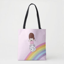 Niedliches Kawaii Mädchen auf Eibisch-Tasche des