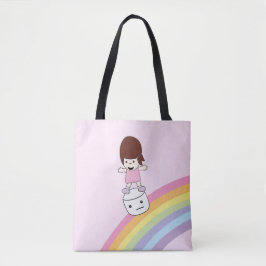 Niedliches Kawaii Mädchen auf Eibisch-Tasche des