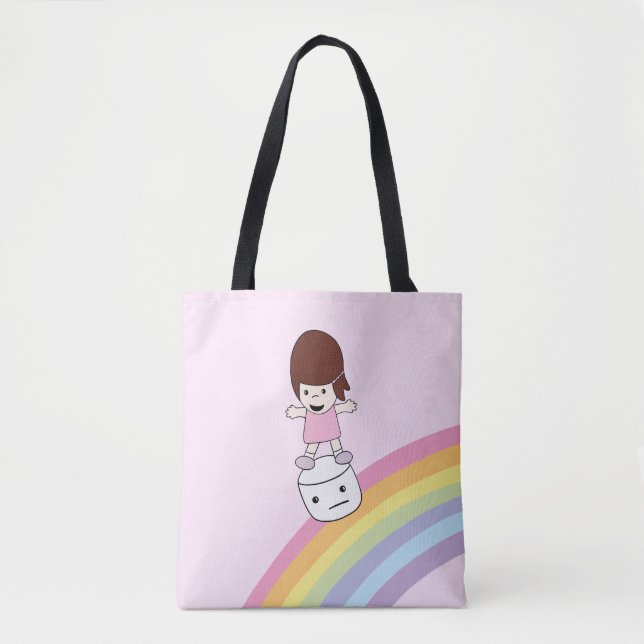 Niedliches Kawaii Mädchen auf Eibisch-Tasche des (Vorderseite)