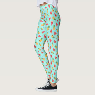 Niedliches Kawaii-Muster für Ananas und Wassermelo Leggings