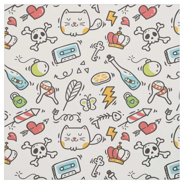 Niedliches Kawaii-Muster Stoff (Muster)