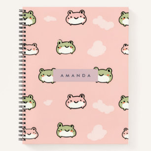 Niedliches Kawaii Pastel Frog Design auf rosa pers Notizbuch