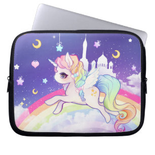Niedliches kawaii Pastellunicorn mit Laptopschutzhülle