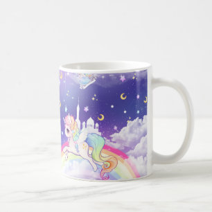 Niedliches kawaii Pastellunicorn mit Tasse