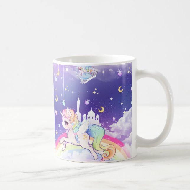 Niedliches kawaii Pastellunicorn mit Tasse (Rechts)