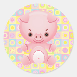 Niedliches Kawaii-Rosa-Muster Stic Runder Aufkleber