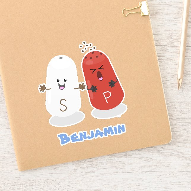 Niedliches Kawaii-Salz und Pfefferschüttler Cartoo Aufkleber (Notizbuch)