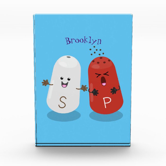 Niedliches Kawaii-Salz und Pfefferschüttler Cartoo Fotoblock (Vorderseite)