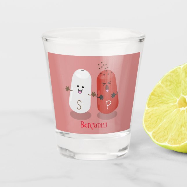 Niedliches Kawaii-Salz und Pfefferschüttler Cartoo Schnapsglas (Vorderseite)