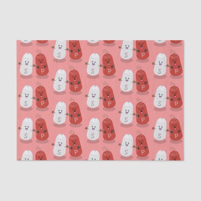 Niedliches Kawaii-Salz und Pfefferschüttler Cartoo Seidenpapier (Vorderseite)