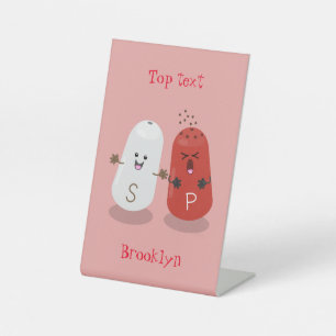 Niedliches Kawaii-Salz und Pfefferschüttler Cartoo Sockelschild