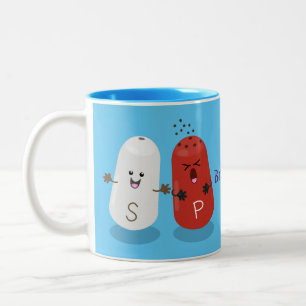 Niedliches Kawaii-Salz und Pfefferschüttler Cartoo Zweifarbige Tasse