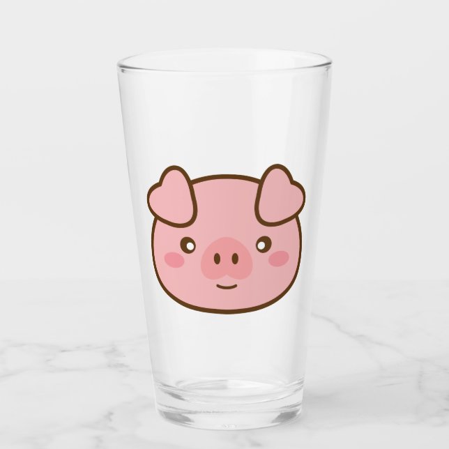 Niedliches Kawaii Schwein Glas (Vorderseite)