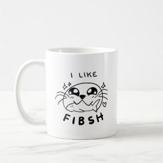 Niedliches Kawaii Siegel essen Fisch Kaffeetasse