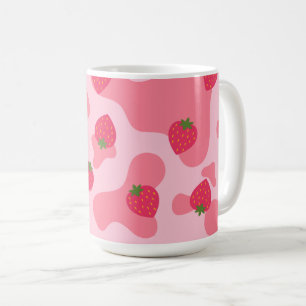 Niedliches Kawaii Strawberry Cow Muster Kaffeetasse