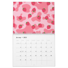 Niedliches Kawaii Strawberry Cow Muster Kalender