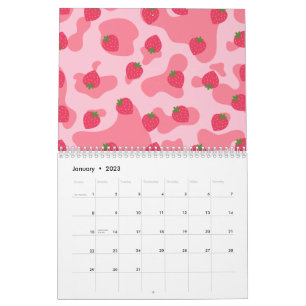 Niedliches Kawaii Strawberry Cow Muster Kalender