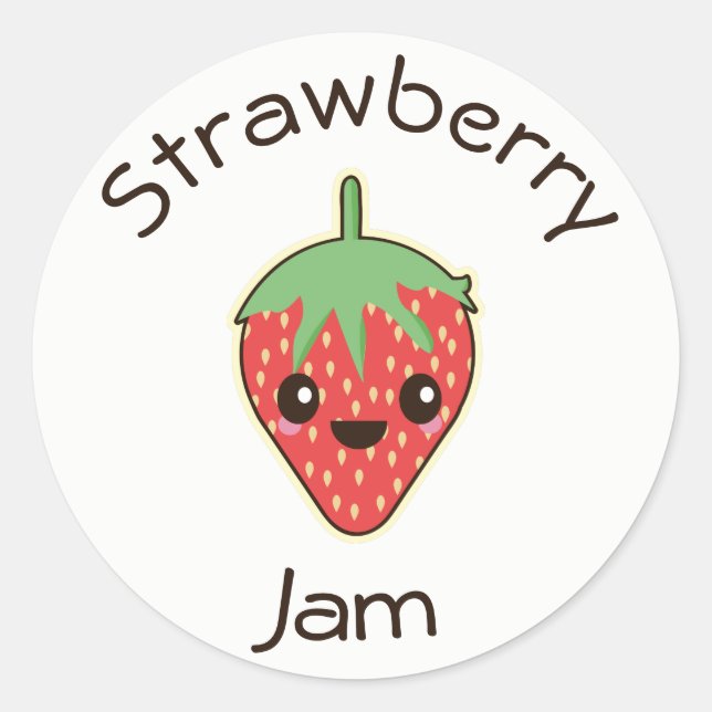 Niedliches Kawaii Strawberry Jam Jar Label Runder Aufkleber (Vorderseite)