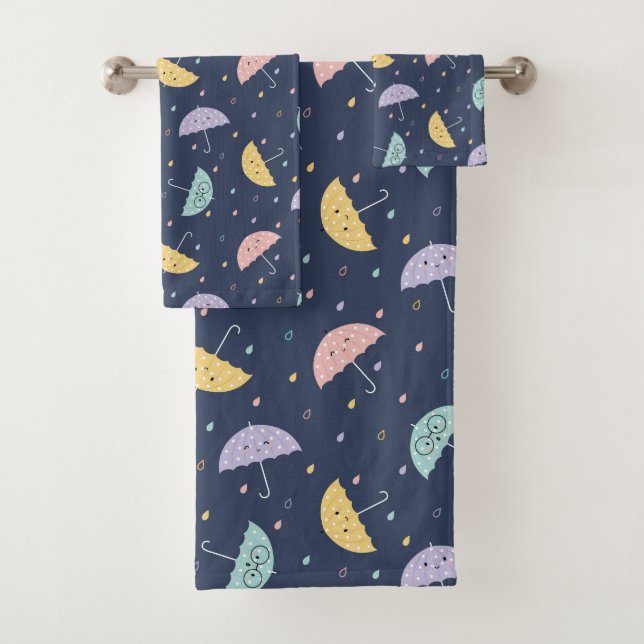 Niedliches Kawaii Umbrella Pattern Badetuch Set (Insitu)