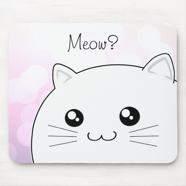 Niedliches kawaii weiße Kittykatze Mousepad (Vorne)