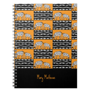 Niedliches kenianisches Zebras-Muster, Orange Notizblock