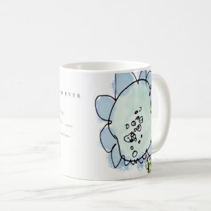 Niedliches Kind Gezeichnet Blue Blume Botanischer  Kaffeetasse
